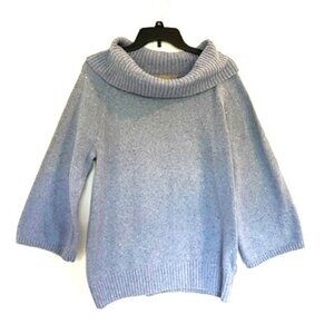 Croft & Barrow Blue Cowl Neck Sweater with 3/4 Sleeves